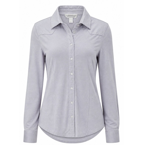 Kerisma Tops - Kerisma Luxe Womens Grey Jersey Bamboo Cotton Blend Western Button Down Shirt M